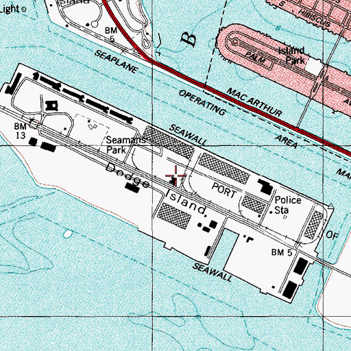 Topographic Map of Port of Miami, FL