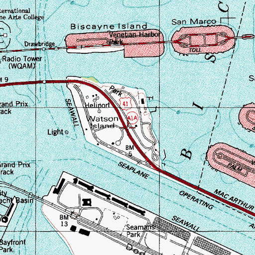 Topographic Map of Watson Island, FL