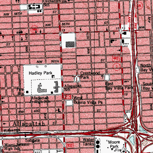 Topographic Map of Crestwood Park, FL