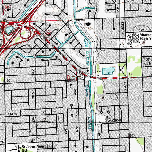 Topographic Map of Killian Pines Church, FL
