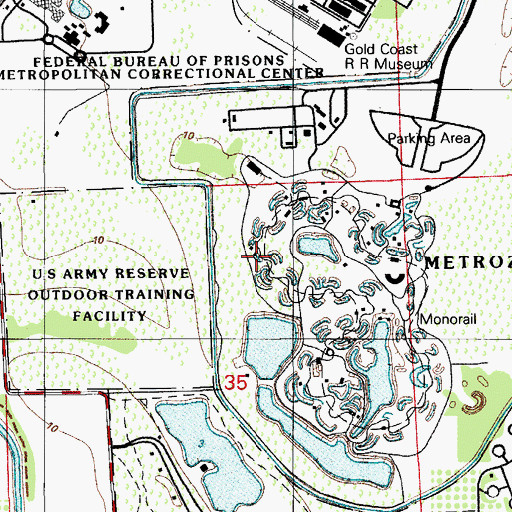 Topographic Map of Metropolitan Zoo, FL