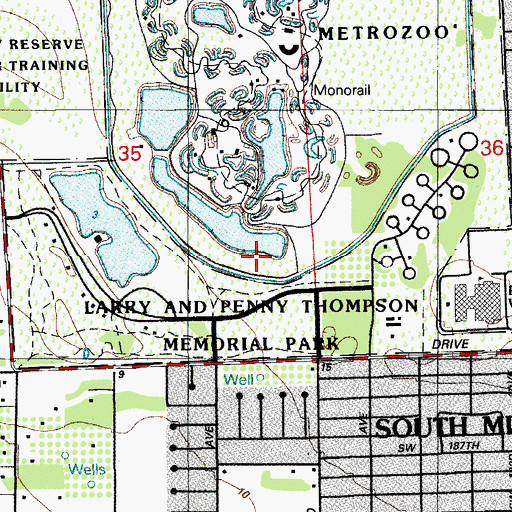 Topographic Map of Larry and Penny Thompson Memorial Park, FL
