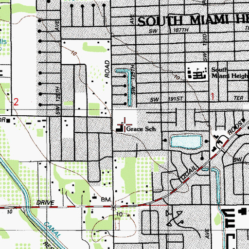 Topographic Map of Grace School, FL