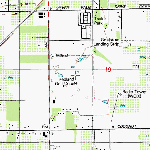 Topographic Map of Redland Golf Course, FL