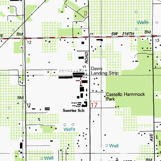 Topographic Map of Castello Hammock Park, FL