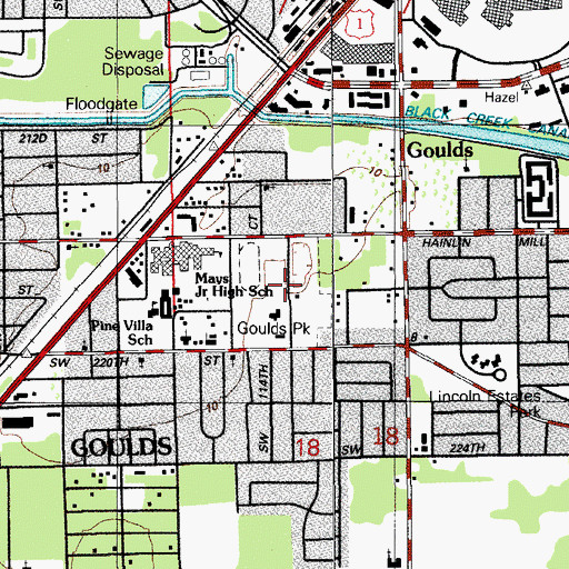Topographic Map of Goulds Park, FL