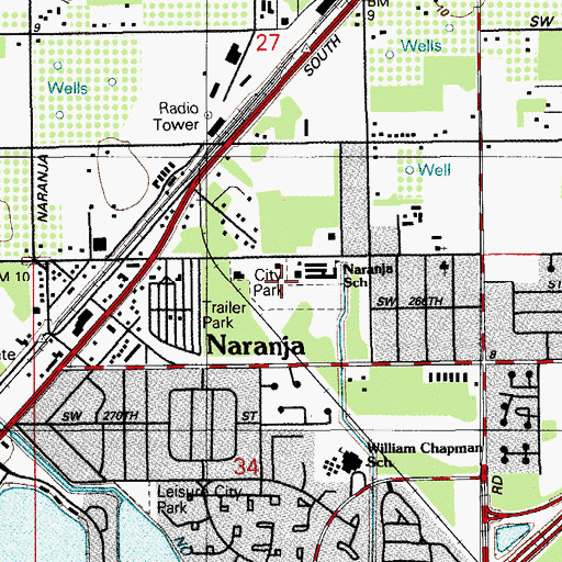 Topographic Map of Naranja Park, FL