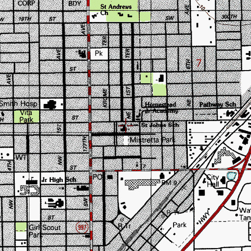 Topographic Map of Saint Johns Church, FL