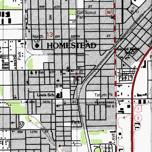 Topographic Map of Mini Park, FL