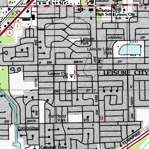 Topographic Map of Leisure City Church, FL