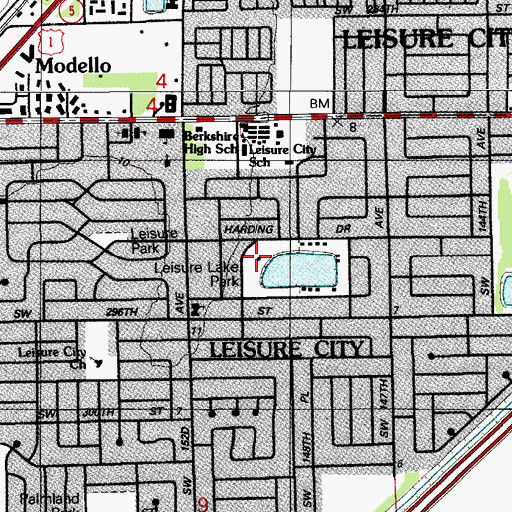 Topographic Map of Leisure Lake Park, FL