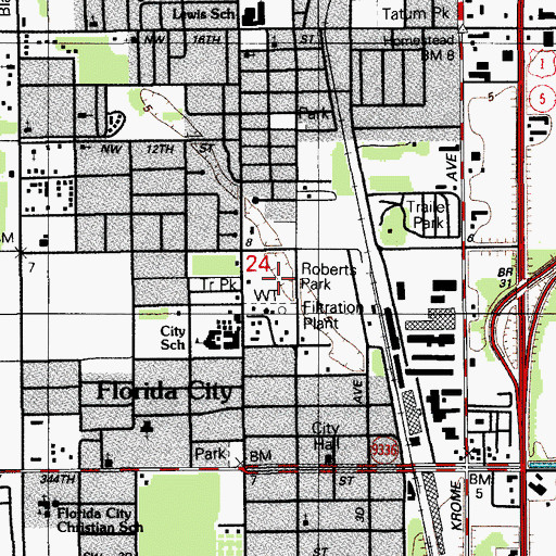 Topographic Map of Roberts Park, FL