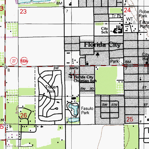 Topographic Map of Florida City Christian School, FL