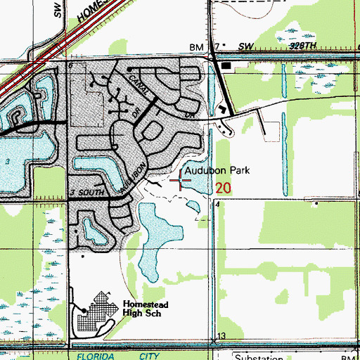 Topographic Map of Audubon Park, FL