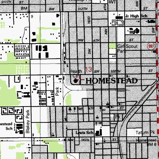 Topographic Map of Homestead-Florida City Health Center, FL