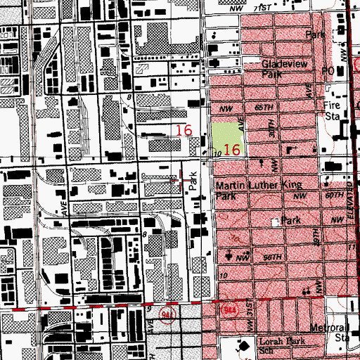 Topographic Map of Martin Luther King Park, FL