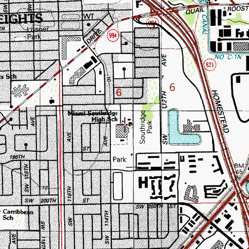 Topographic Map of Miami Southridge Senior High, FL
