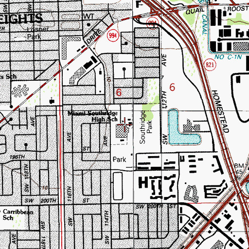 Topographic Map of Miami Southridge Senior High, FL