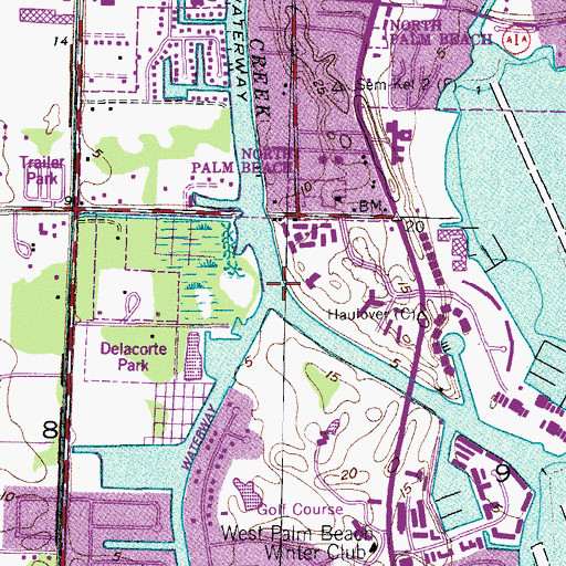 Topographic Map of North Palm Beach Waterway, FL