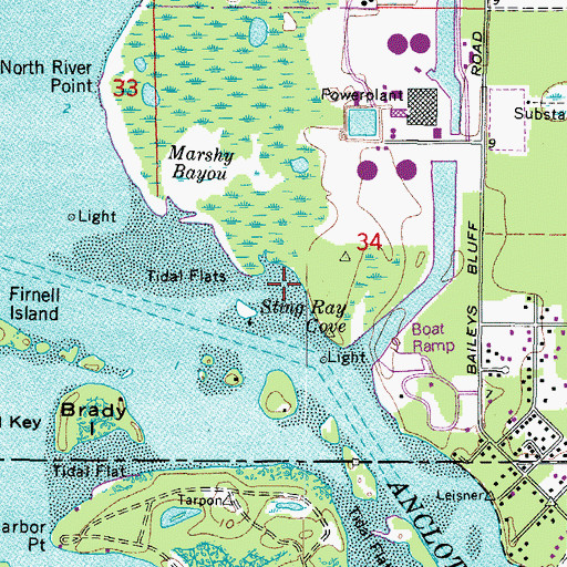 Topographic Map of Sting Ray Cove, FL