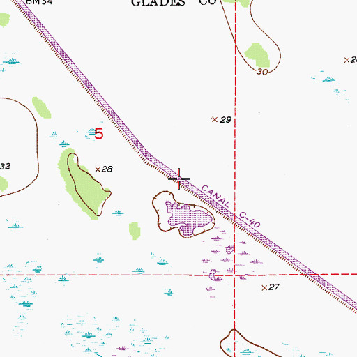 Topographic Map of Canal C-40, FL