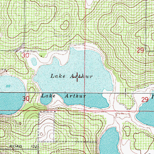 Topographic Map of Lake Arthur, FL