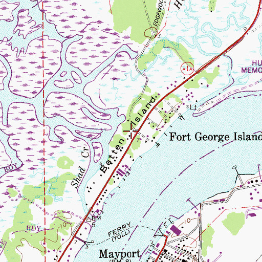 Topographic Map of Batten Island, FL