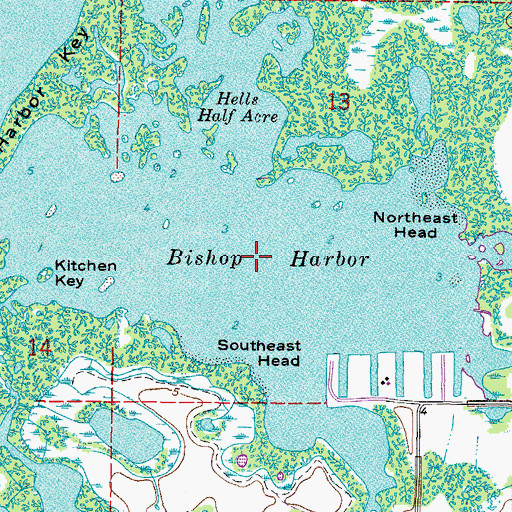 Topographic Map of Bishop Harbor, FL