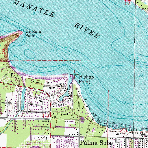 Topographic Map of Bishop Point, FL
