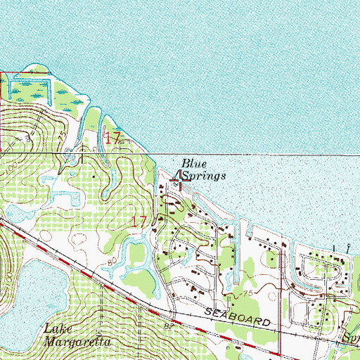 Topographic Map of Blue Springs, FL