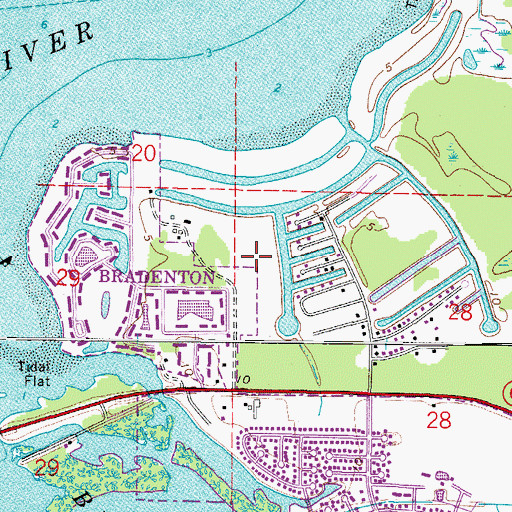 Topographic Map of Braden River, FL