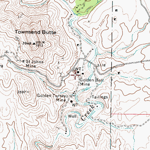 Topographic Map of Golden Belt Mine, AZ