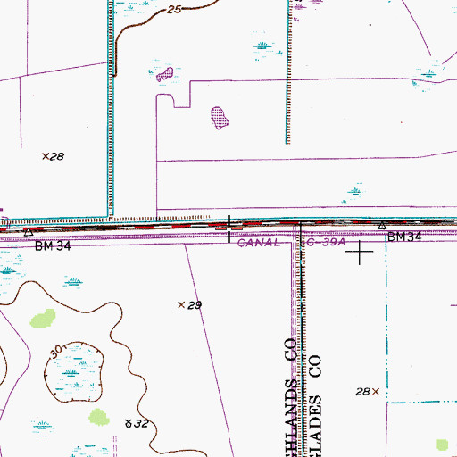 Topographic Map of Canal C-39a, FL
