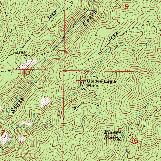 Topographic Map of Golden Eagle Mine, AZ