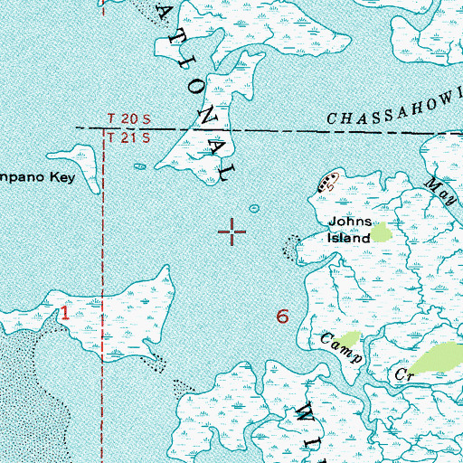 Topographic Map of Chassahowitzka River, FL