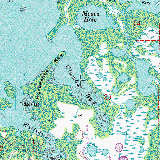 Topographic Map of Clambar Bay, FL