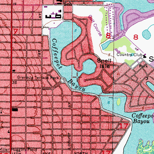 Topographic Map of Coffeepot Bayou, FL