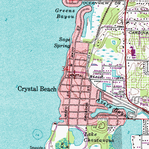 Topographic Map of Crystal Beach, FL