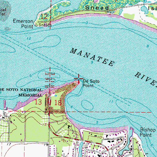 Topographic Map of De Soto Point, FL