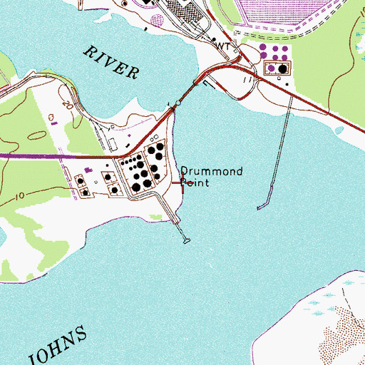 Topographic Map of Drummond Point, FL