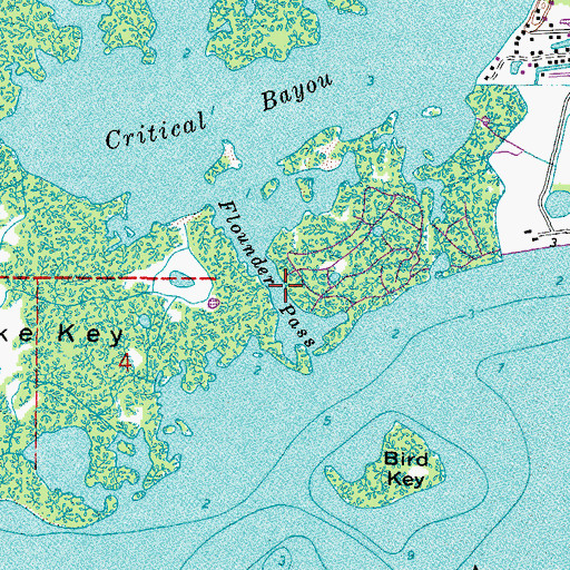 Topographic Map of Flounder Pass, FL