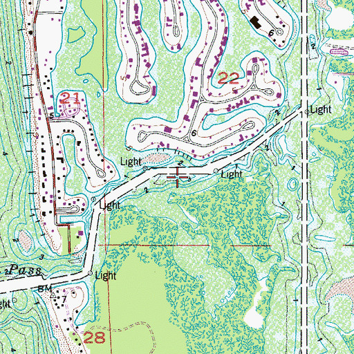 Topographic Map of Gordon Pass, FL