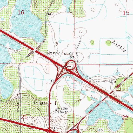 Topographic Map of Interchange 27, FL