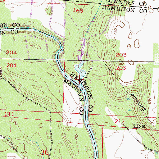 Topographic Map of Jumping Gully Creek, FL