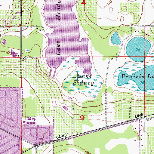 Topographic Map of Lake Sidney, FL