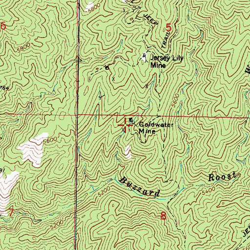 Topographic Map of Goldwater Mine, AZ