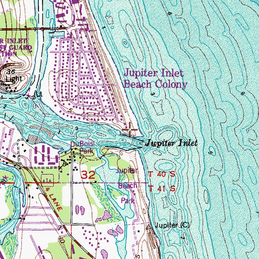 Topographic Map of Loxahatchee River, FL