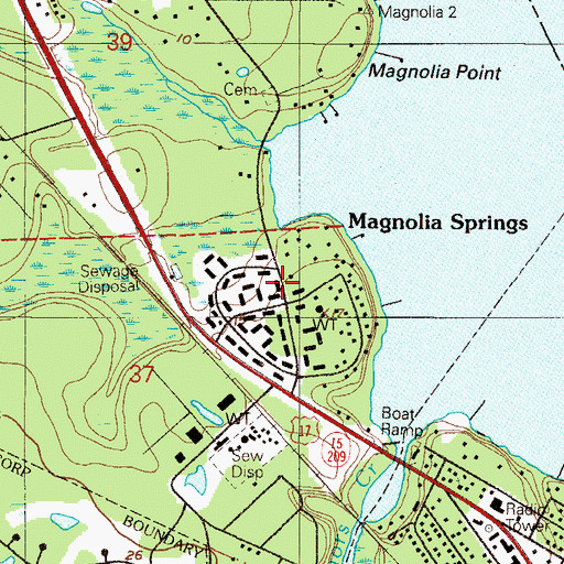 Topographic Map of Magnolia Springs, FL