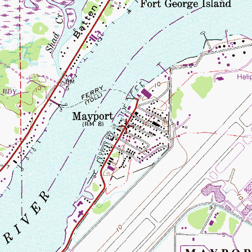 Topographic Map of Mayport, FL