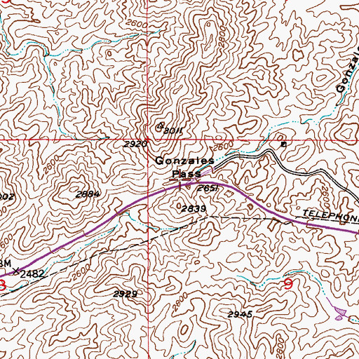 Topographic Map of Gonzales Pass, AZ